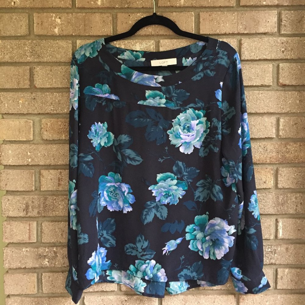 LOFT Blue Floral Blouse